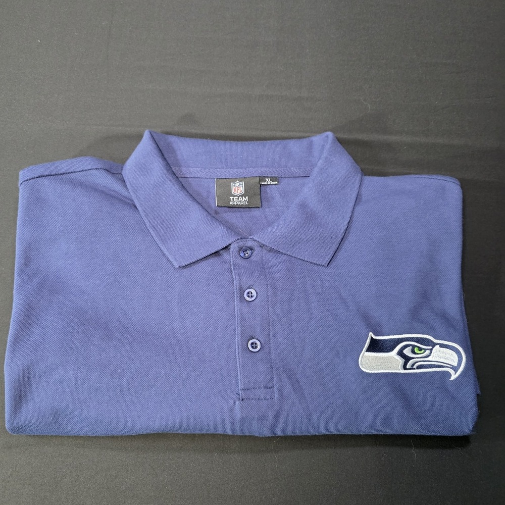SEATTLE SEAHAWKS Men's XL NFL Team Apparel Casual‎ Polo Shirt Navy Blue